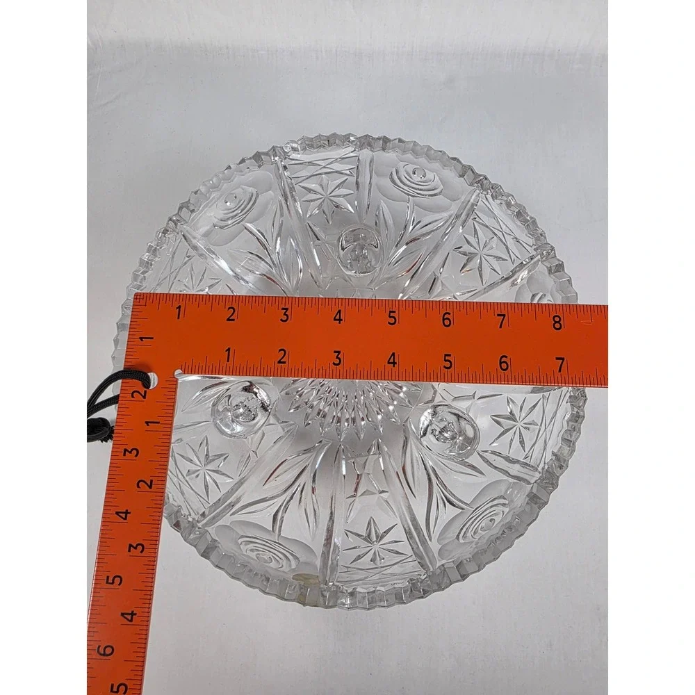 Handcrafted Italian Crystal Bowl 30% PbO Lead Glass Floral Footed‎ Sawtooth Rim